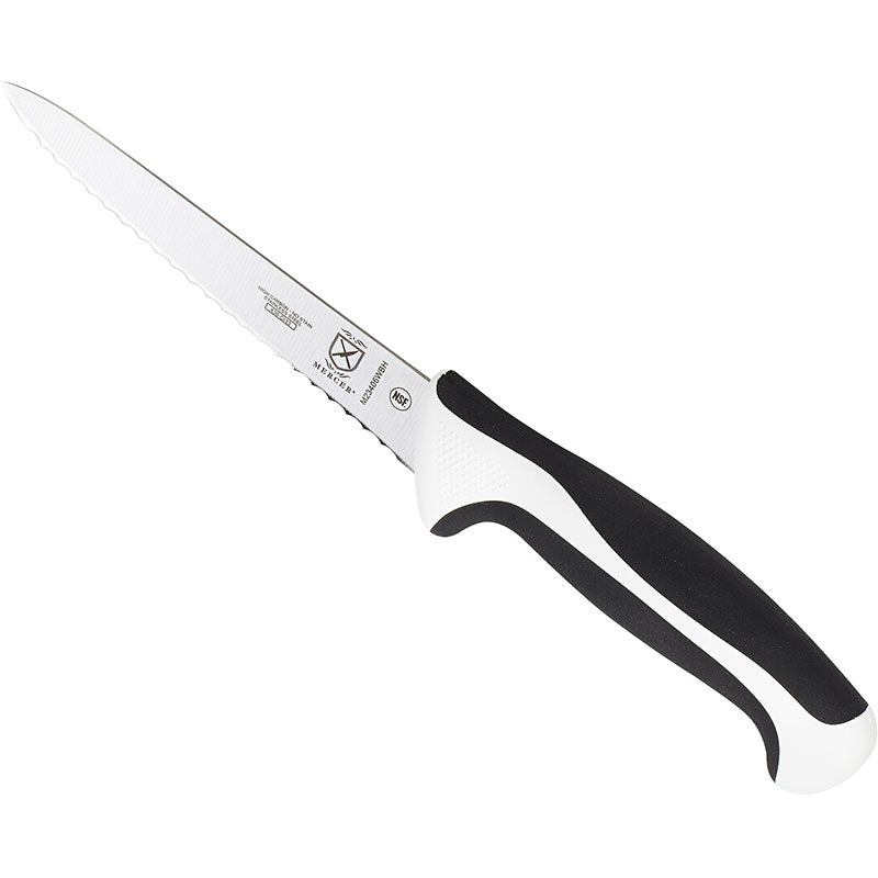 6" Millennia® Colors® Utility Knife, Wavy Edge, High-Carbon Japanese Steel, Santoprene® Handle, White
