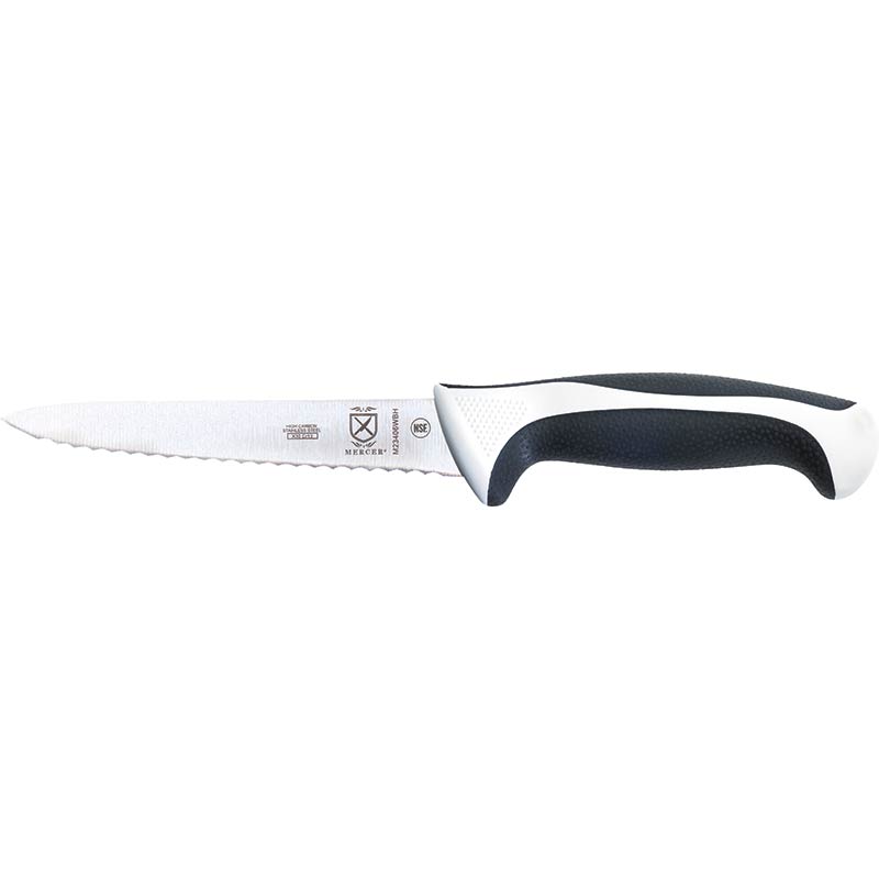 6" Millennia® Colors® Utility Knife, Wavy Edge, High-Carbon Japanese Steel, Santoprene® Handle, White