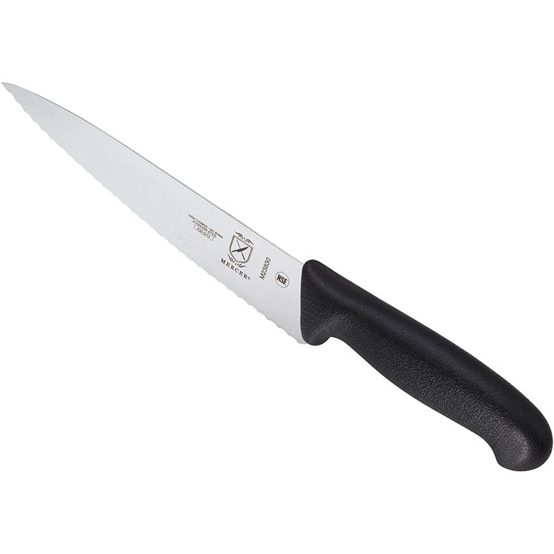 7-1/2" Millennia® Chef’s Knife, Wavy Edge, High-Carbon Japanese Steel, Santoprene® Handle, Black