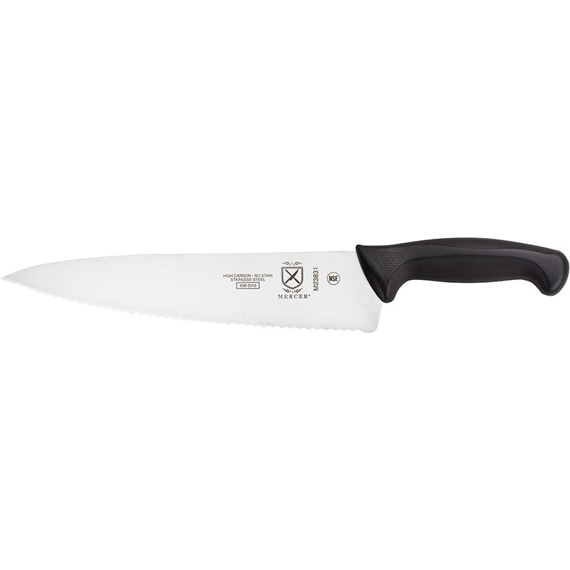 10" Millennia® Chef’s Knife, Wavy Edge, High-Carbon Japanese Steel, Santoprene® Handle, Black