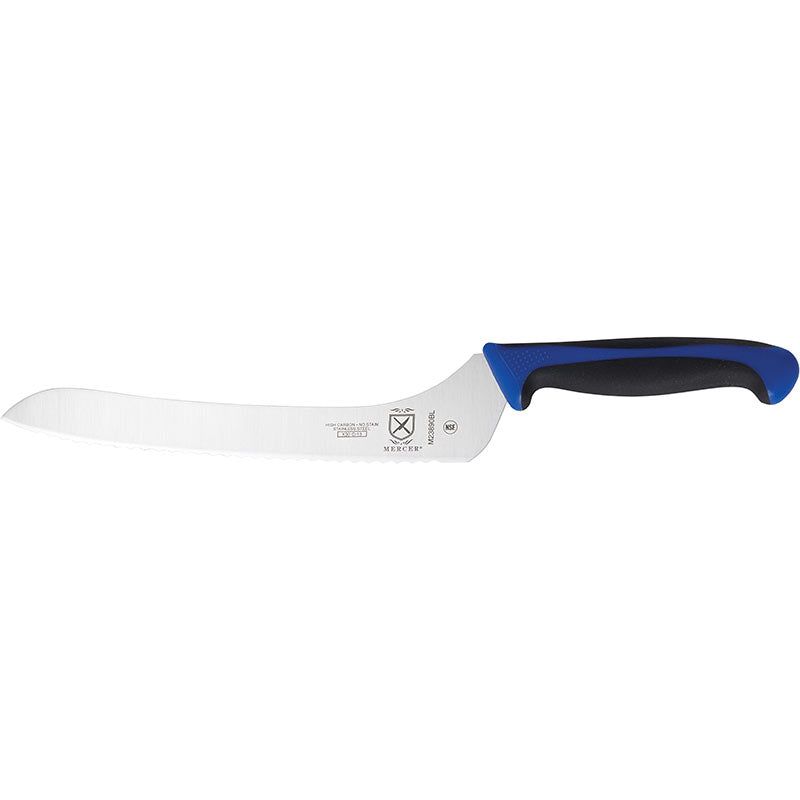 9" Millennia® Colors® Bread Knife, Offset Wavy Edge, High-Carbon Japanese Steel, Santoprene® Handle, Blue
