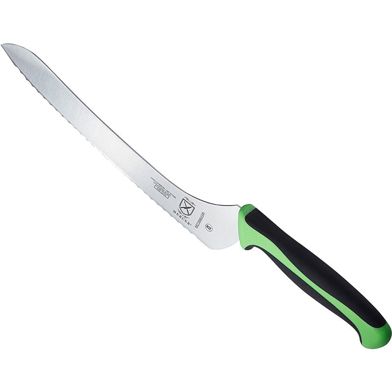 9" Millennia® Colors® Bread Knife, Offset Wavy Edge, High-Carbon Japanese Steel, Santoprene® Handle, Green