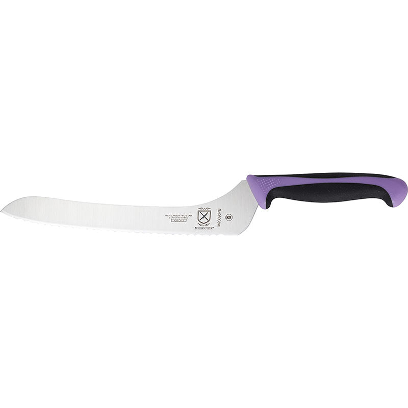 9" Millennia® Colors® Bread Knife, Offset Wavy Edge, High-Carbon Japanese Steel, Santoprene® Handle, Purple