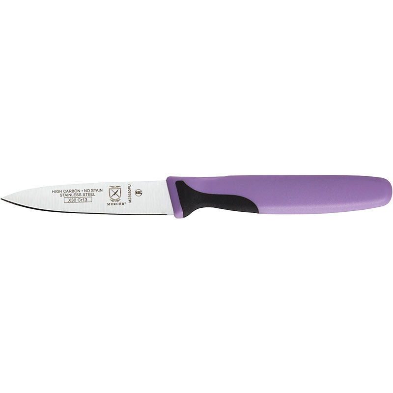 3" Millennia® Color Paring Knife Refill Pack, High-Carbon Japanese Steel, Santoprene® Handle, Purple (12-Pack)