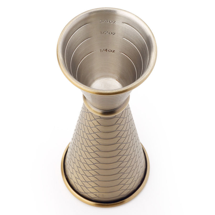 Venym Japanese Style Jigger 1 & 2 oz Antique Bronze Snakeskin