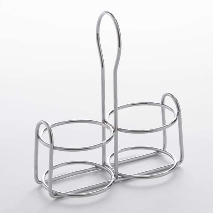 2-Compartment Stainless Steel Shaker Caddy/Rack,  4-1/2" x 2-1/4" x 5-1/2"H