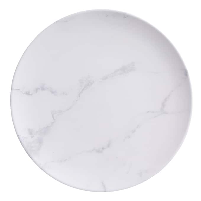 11-1/2" Melamine Coupe Plate, Matte Marble White