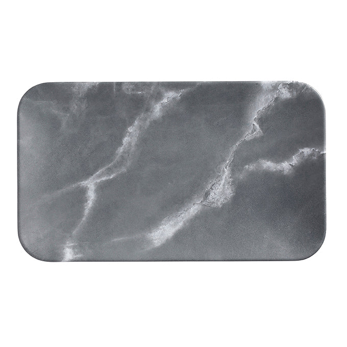 12" x 7" Rectangular Melamine Platter, Matte Marble Grey