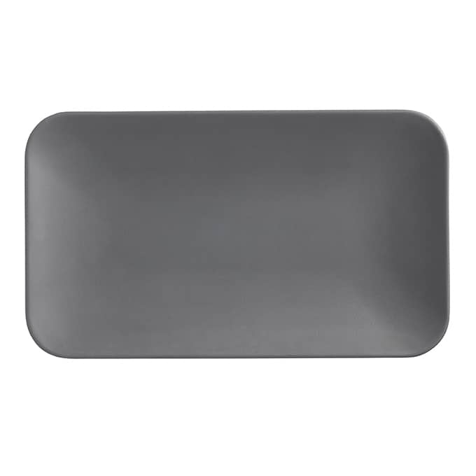 12" x 7" Rectangular Melamine Platter, Matte Grey