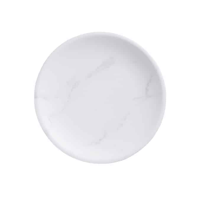 6" Melamine Coupe Plate, Matte Marble