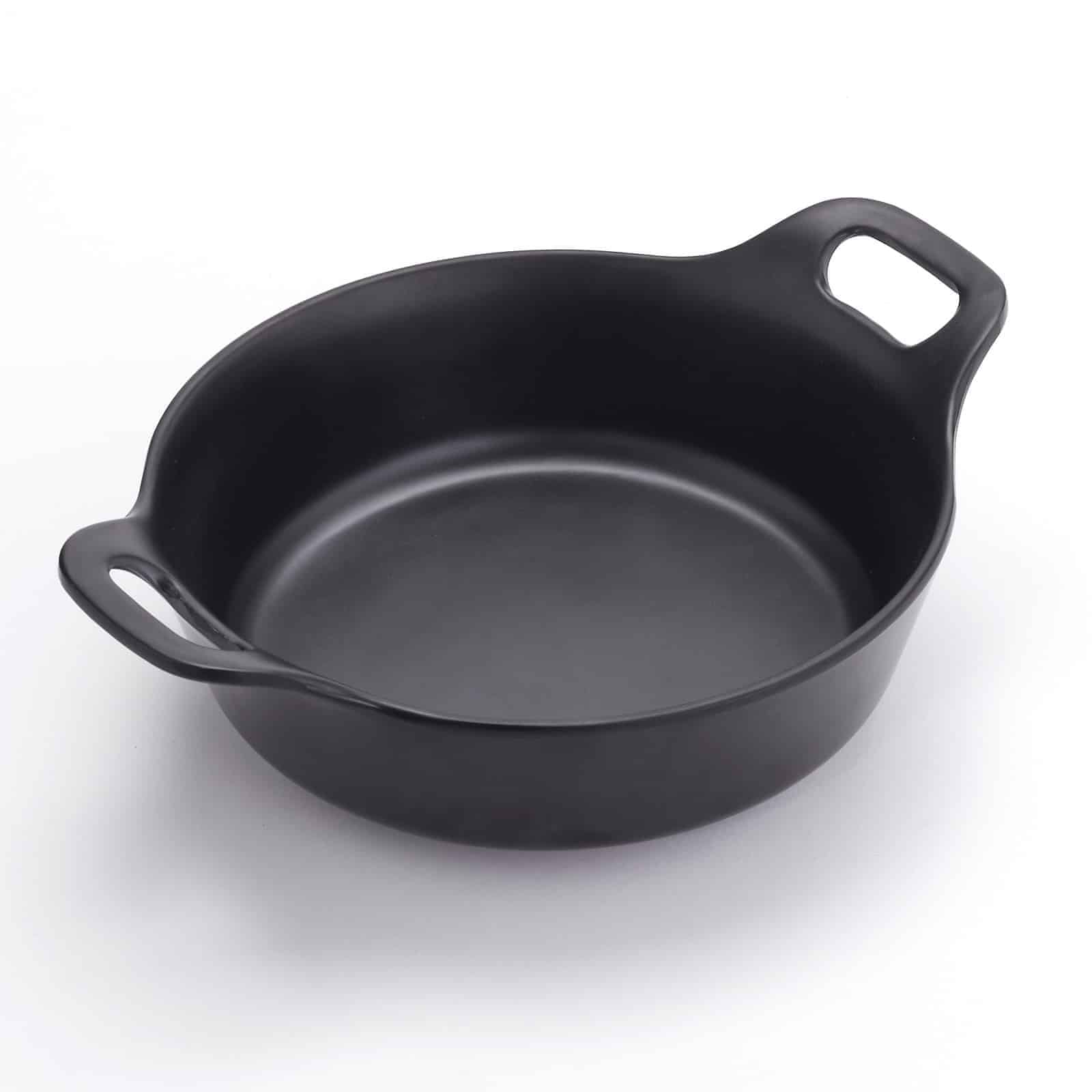 7-5/8"D Black Melamine Round Casserole Dish