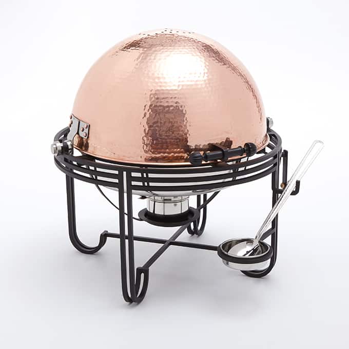 Mesa™ 6 qt. Rectangular Roll-Top Chafer, Copper Cover w/Hammered Finish