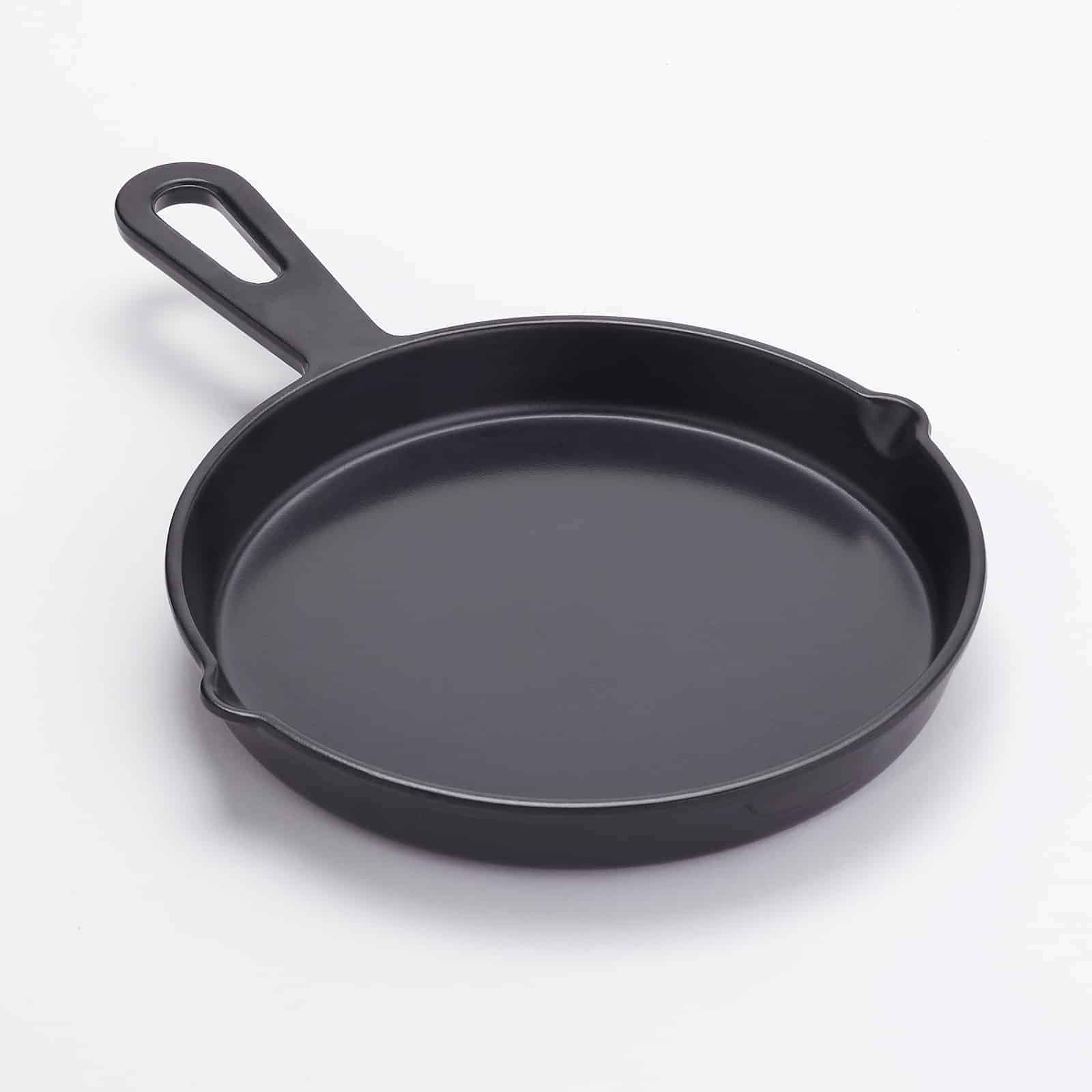 8 1/2" Black Round Faux Cast Iron Melamine Fry Pan, 24 oz.