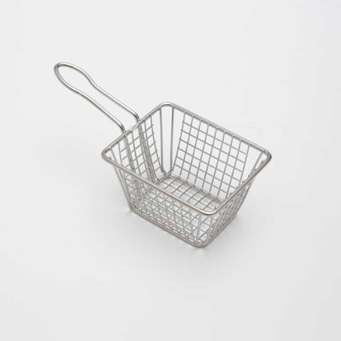 5"L x 4"W x 2-7/8"H Rectangular Stainless Steel Serving Fry Basket