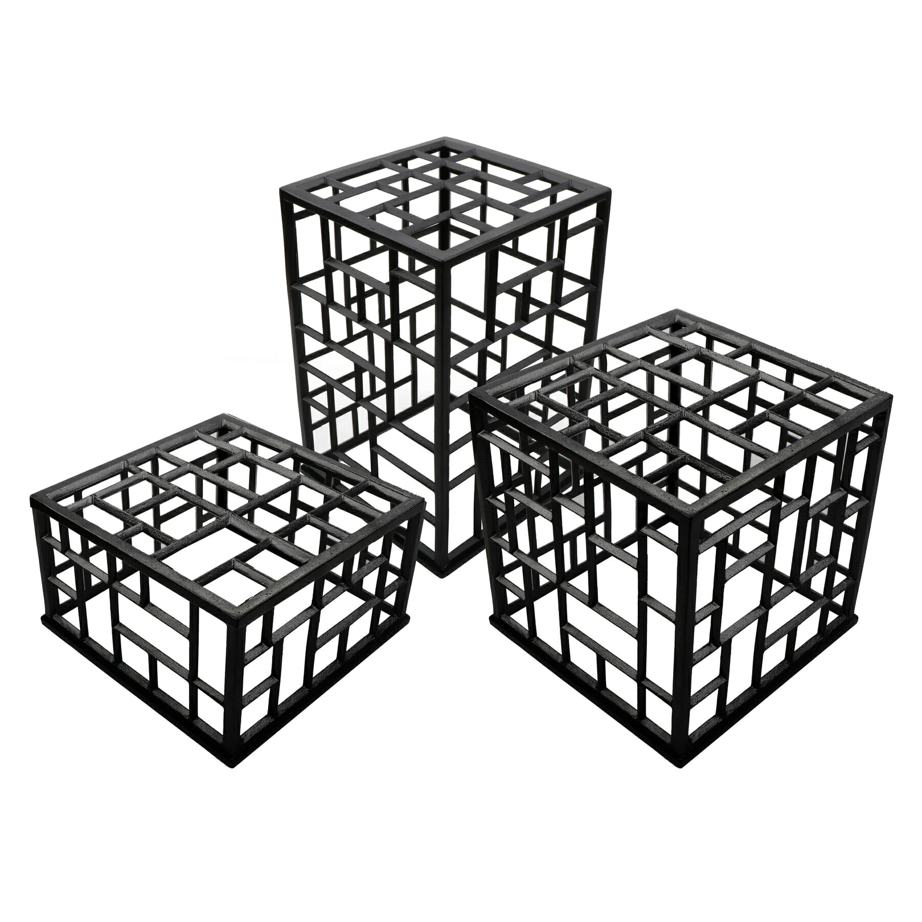 Bugambilia Mondrian 3-Piece Powder-Coated Riser Set, Solid Black