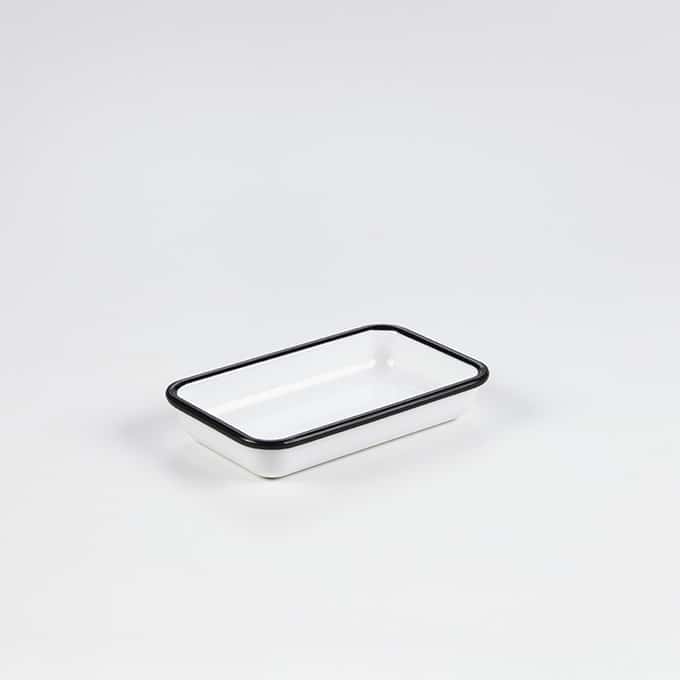 Endurance™ 6-7/8" x 4-1/4" Rectangular Platter, White/Black Rim