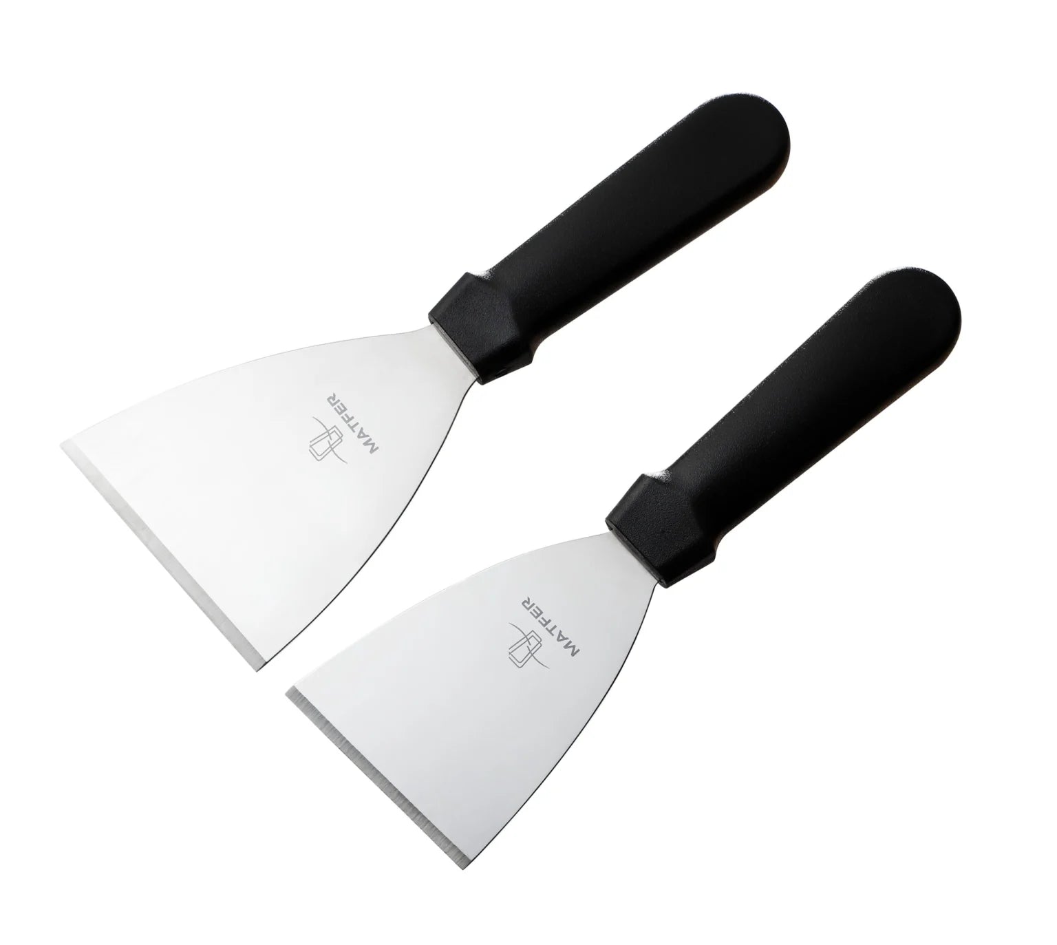 9-3/4" Stainless Steel Triangle Spatula/Scraper, Beveled Edge, Plastic Handle