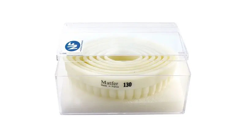 3-1/8"D x 1-3/8"H Exoglass® Composite Fluted Barquette Round Pastry Cutter Set, 7-Piece