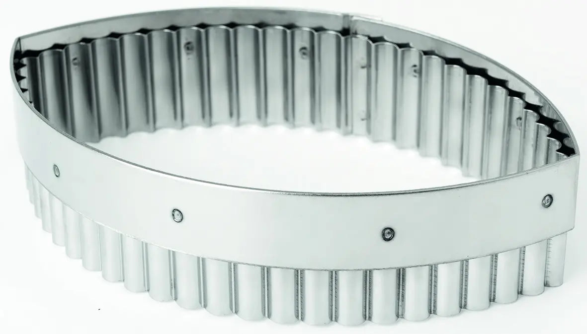 6-1/4" x 1-3/8"H Stainless Steel Oval Pastry Cutter, Fluted, Beveled Edge