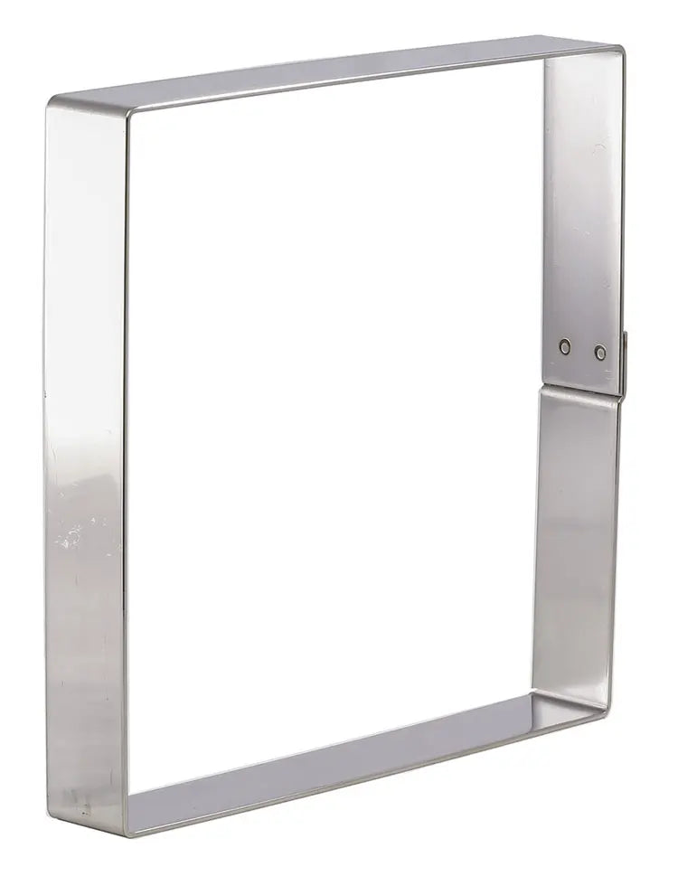 10-3/4" x 10-3/4" x 1-3/8"H Stainless Steel Square Cake Frame, Bottomless (Interior)