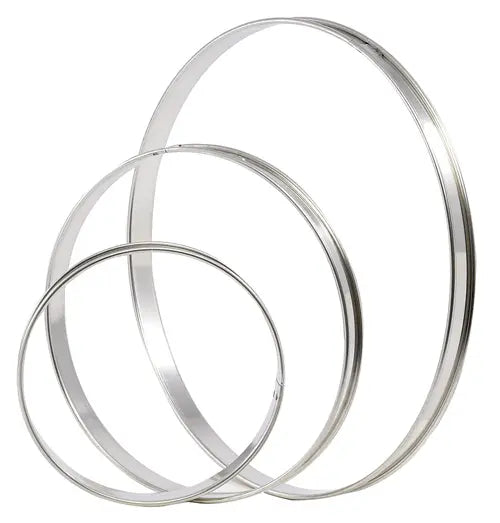 3-1/4" ID x 5/8"H Stainless Steel Small Tart Ring, Rolled Rims, Bottomless, 6-Pack