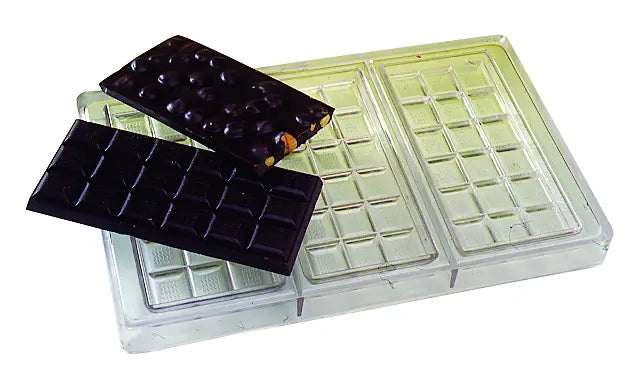 Polycarbonate Chocolate Bar Mold, 3 Bar, 18 Square