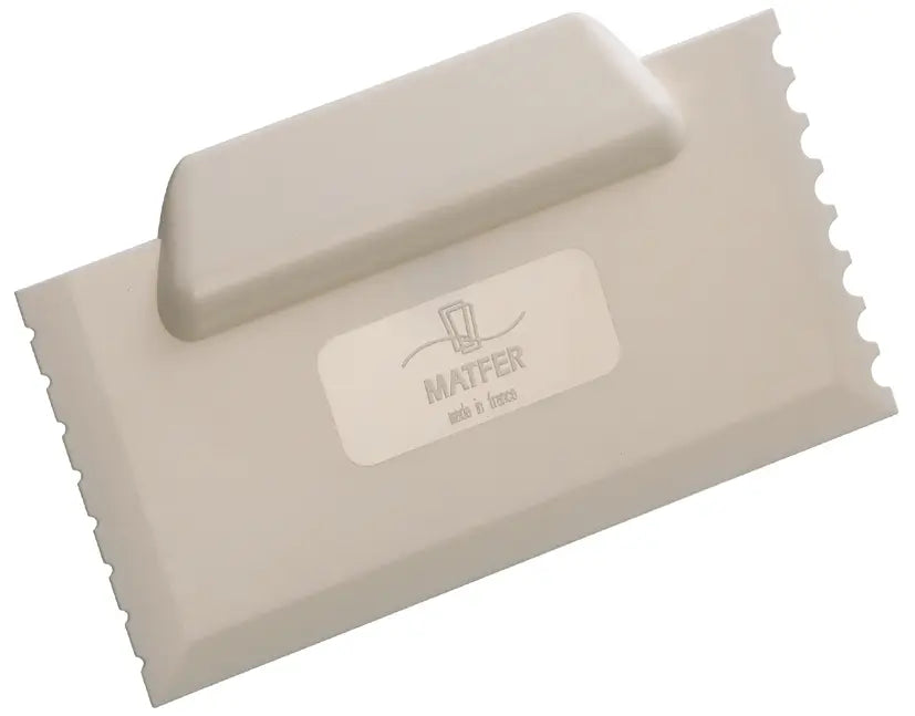 7-1/2" x 4-1/2" ABS Chocolate Scraper, Smooth + Dual Grooved Sides, White