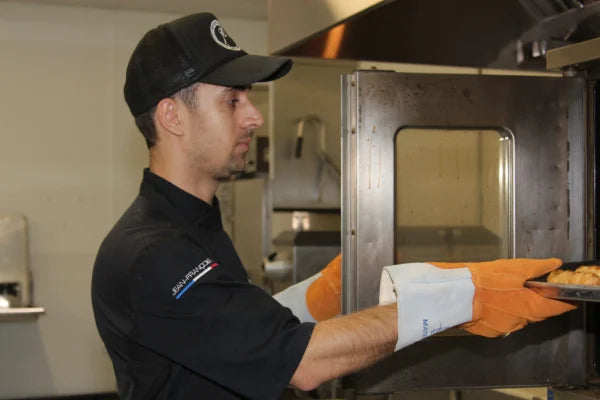 Leather Baker Gloves, 5 Finger, 7 3/4" Forearm Protection