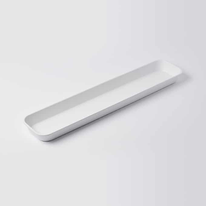 150 oz. White Melamine Endurance Market Tray, 29-3/4"L x 6-1/8"W x 2"H