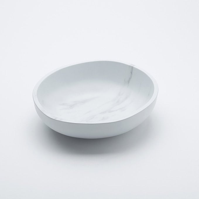 97 oz. Round Melamine Bowl, White Marble