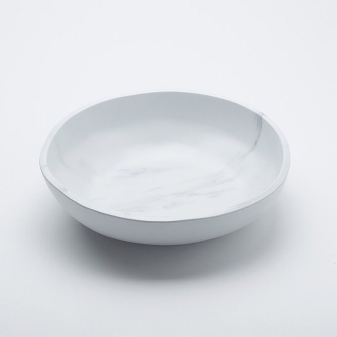 137 oz. Round Melamine Bowl, White Marble