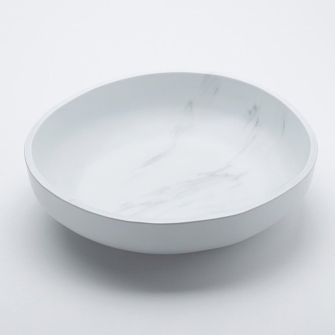 235 oz. Square Melamine Bowl, White Marble