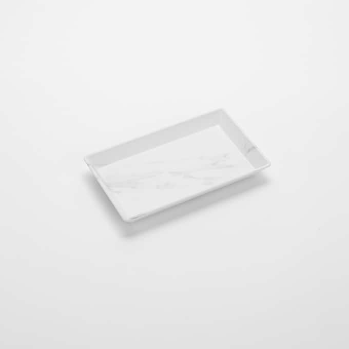 Naturals™ 12" x 7" Rectangular Melamine Platter, White Marble