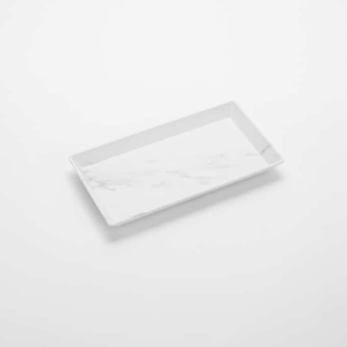 Naturals™ 14" x 7-1/2" Rectangular Melamine Platter, White Marble