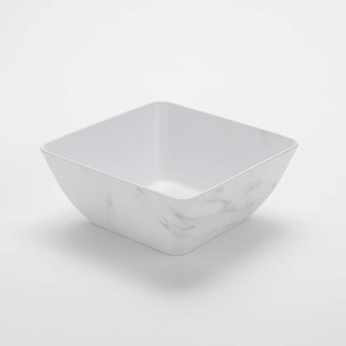 Naturals™ 127 oz. Square Bowl, White Marble Pattern