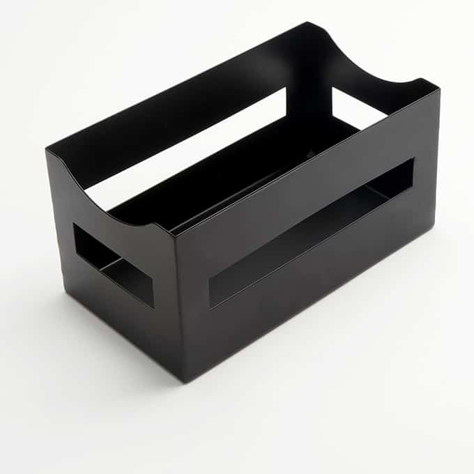 9"L x 5"W x 4-1/2"H Rectangular Napkin Caddy, Black Powdered Coated Steel