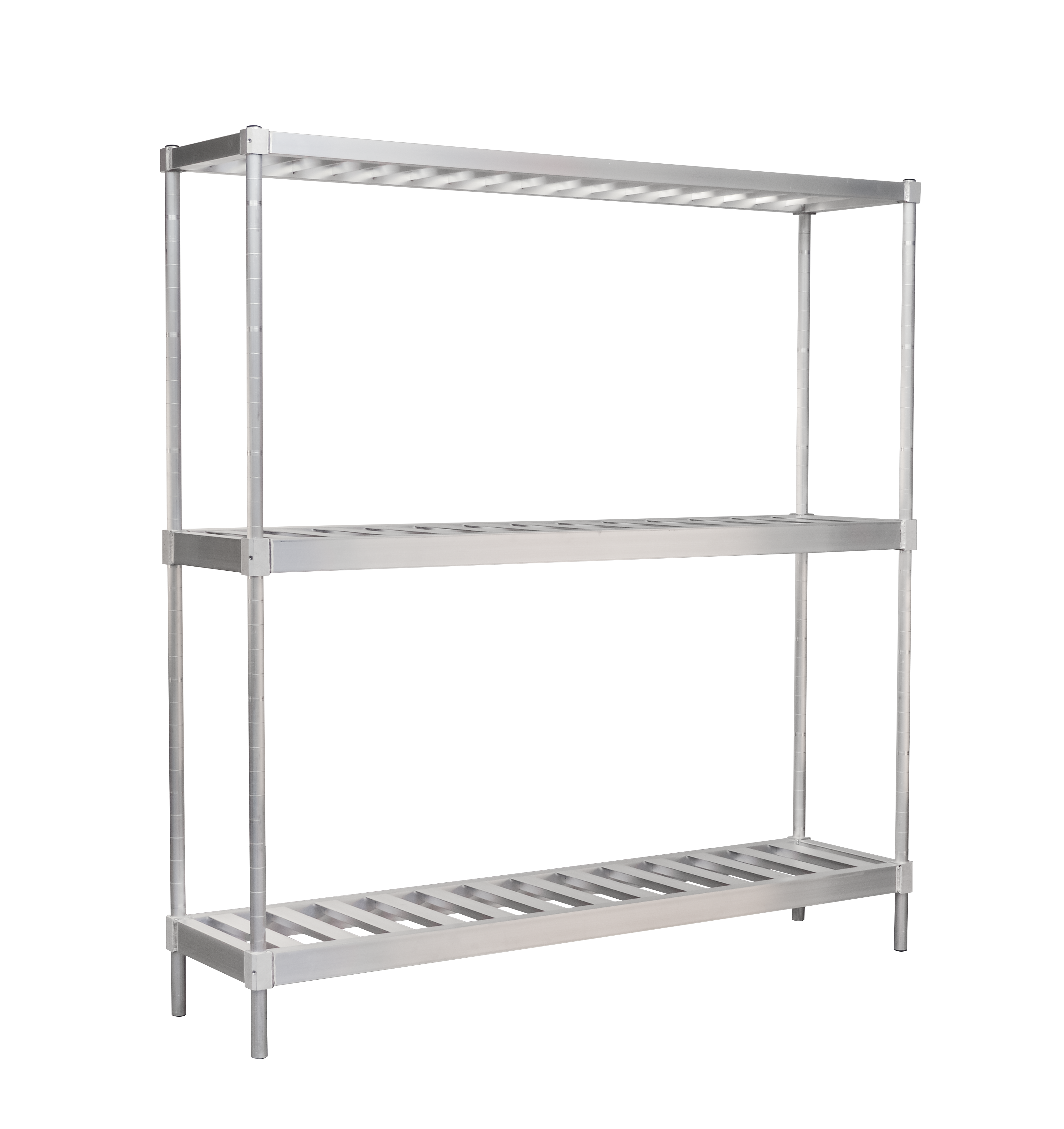 3-Tier Heavy Duty Adjustable (Modular) Single-Deep Keg Shelving Unit With HD-Framed, Slatted T-Bar Shelves (Shelving Kit/Complete Shelving Unit) - 18"W x 76"H x 72"L