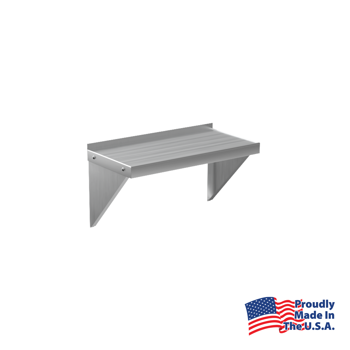 Heavy Duty Welded Solid Aluminum Wall-Mounted Shelf with Marine Edge - 18-Gauge - 24.5"L x 12.25"W x 13.5"H