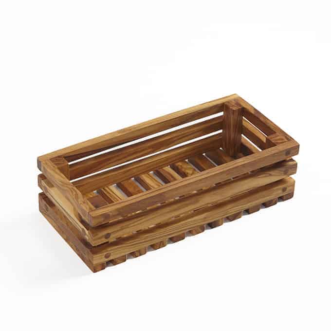 8-1/2"L x 4"W x 2-3/8"H Rectangular Bread Box Crate, Olive Wood