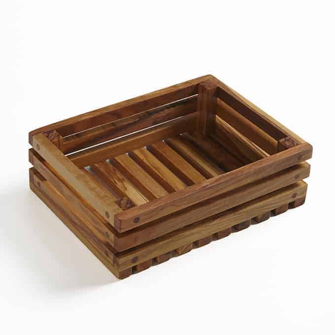 7-3/4"L x 6"W x 2-3/8"H Rectangular Bread Crate, Olive Wood