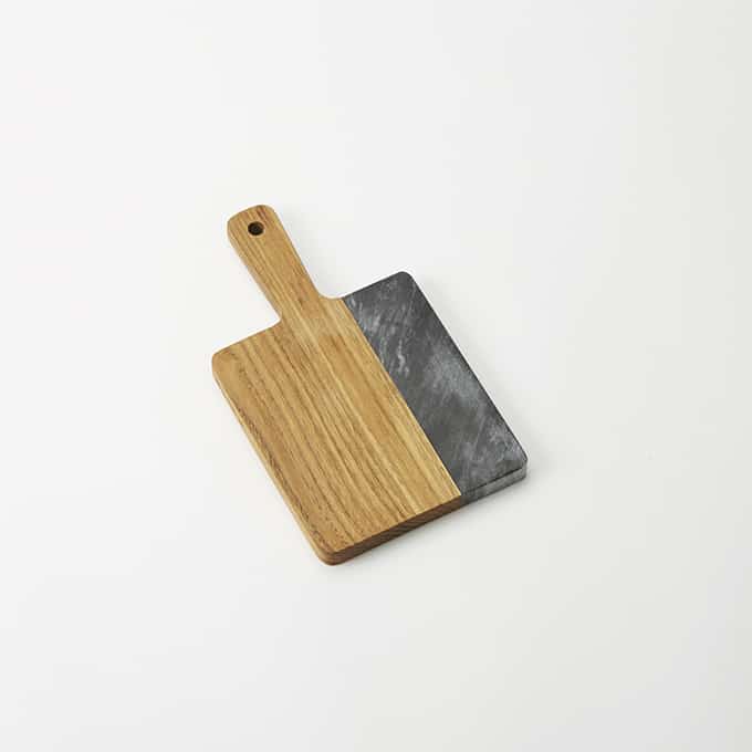 5-5/8" x 5-1/4" Olive Wood/Black Marble Serving Peel