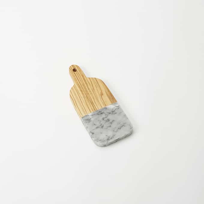 6" x 3-1/2" Olive Wood/Gray Marble Serving Peel