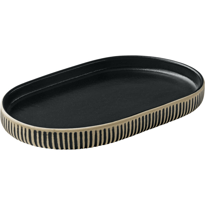 Nara Platter, 7.1" x 4.3", Black/White