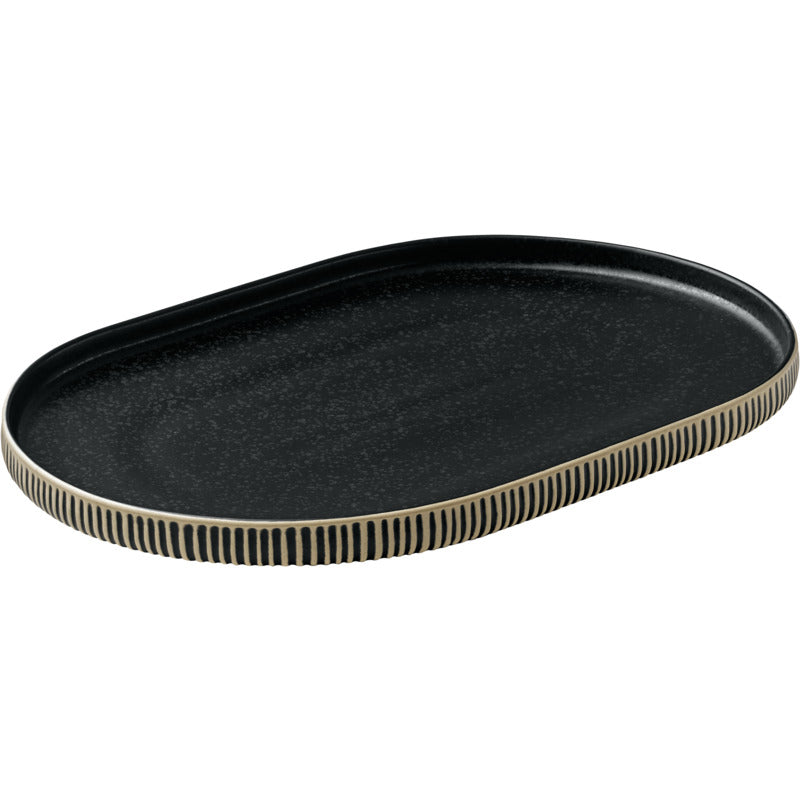 Nara Platter, 11.8" x 7.9", Black/White