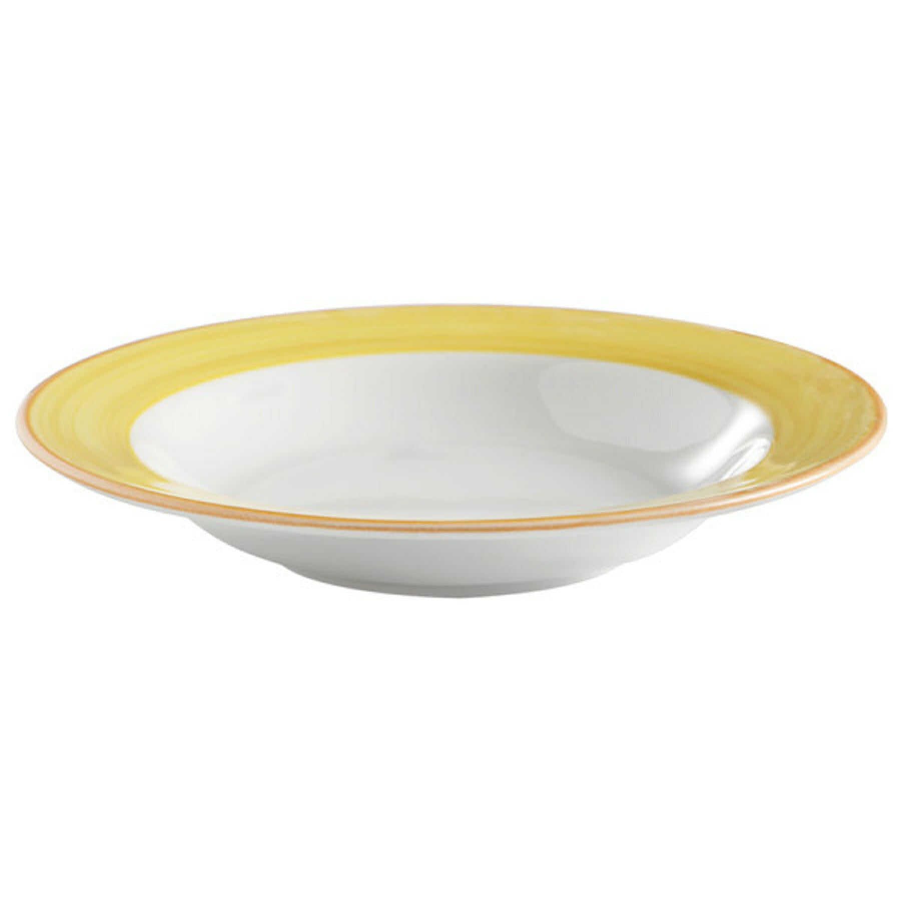 Corona Calypso 9.7 oz. Rimmed Soup Bowl, Yellow with Orange Rim