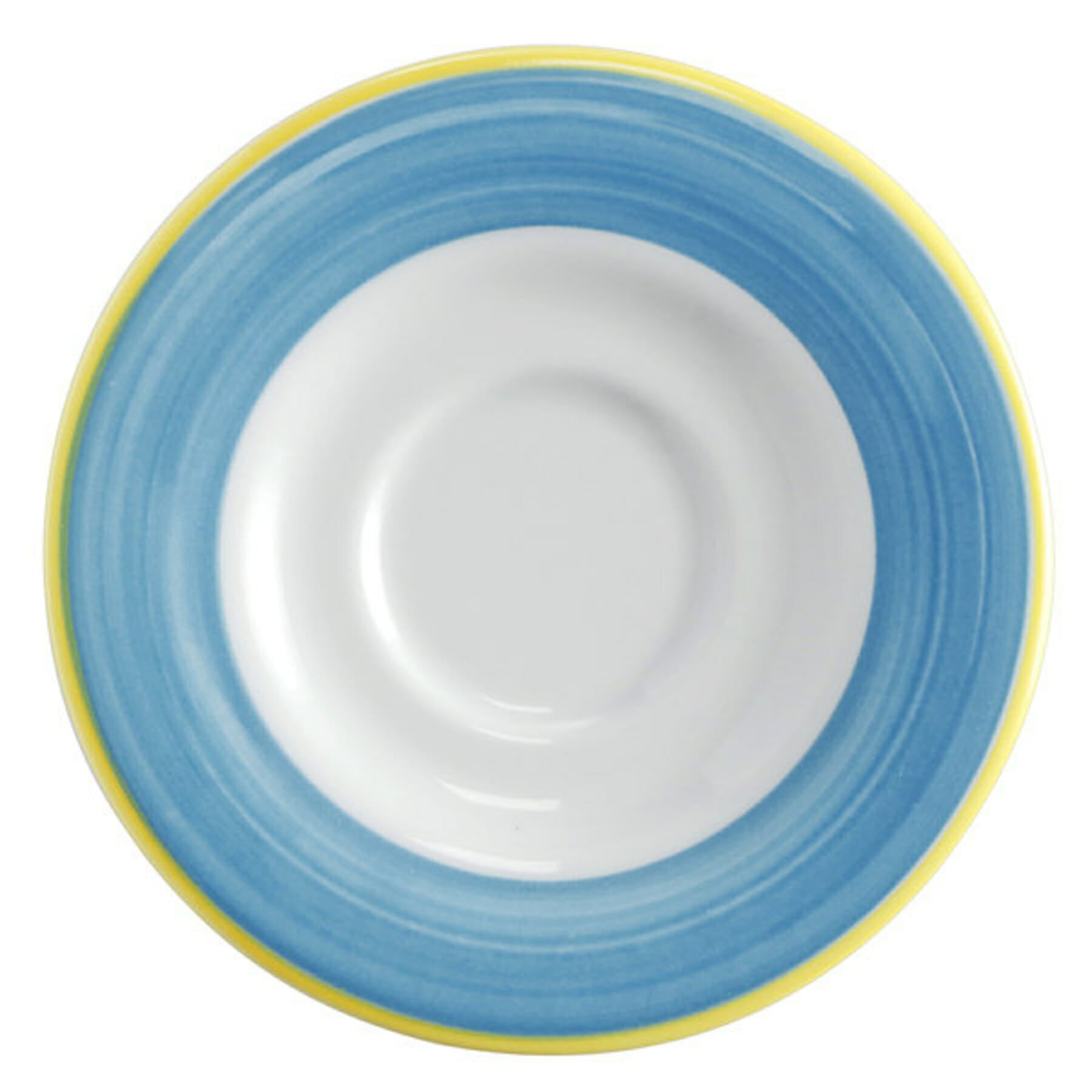 Corona Calypso 6.5" Tea/Bouillon Saucer, Blue with Yellow Rim