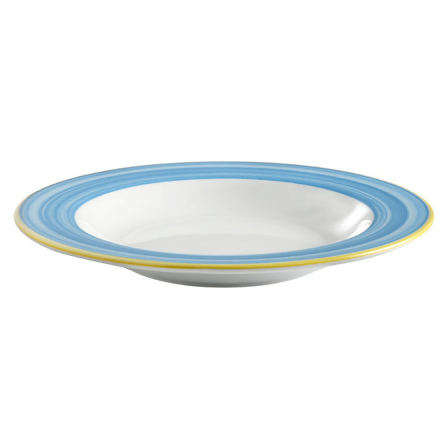 Corona Calypso 18.8 oz. Rimmed Pasta Bowl, Blue with Yellow Rim
