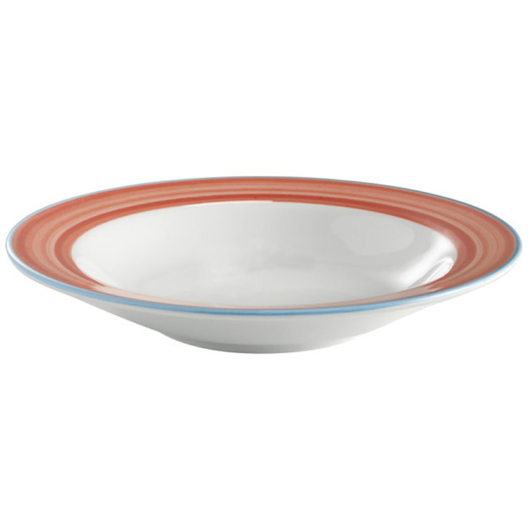 Corona Calypso 9.7 oz. Rimmed Soup Bowl, Coral with Blue Rim