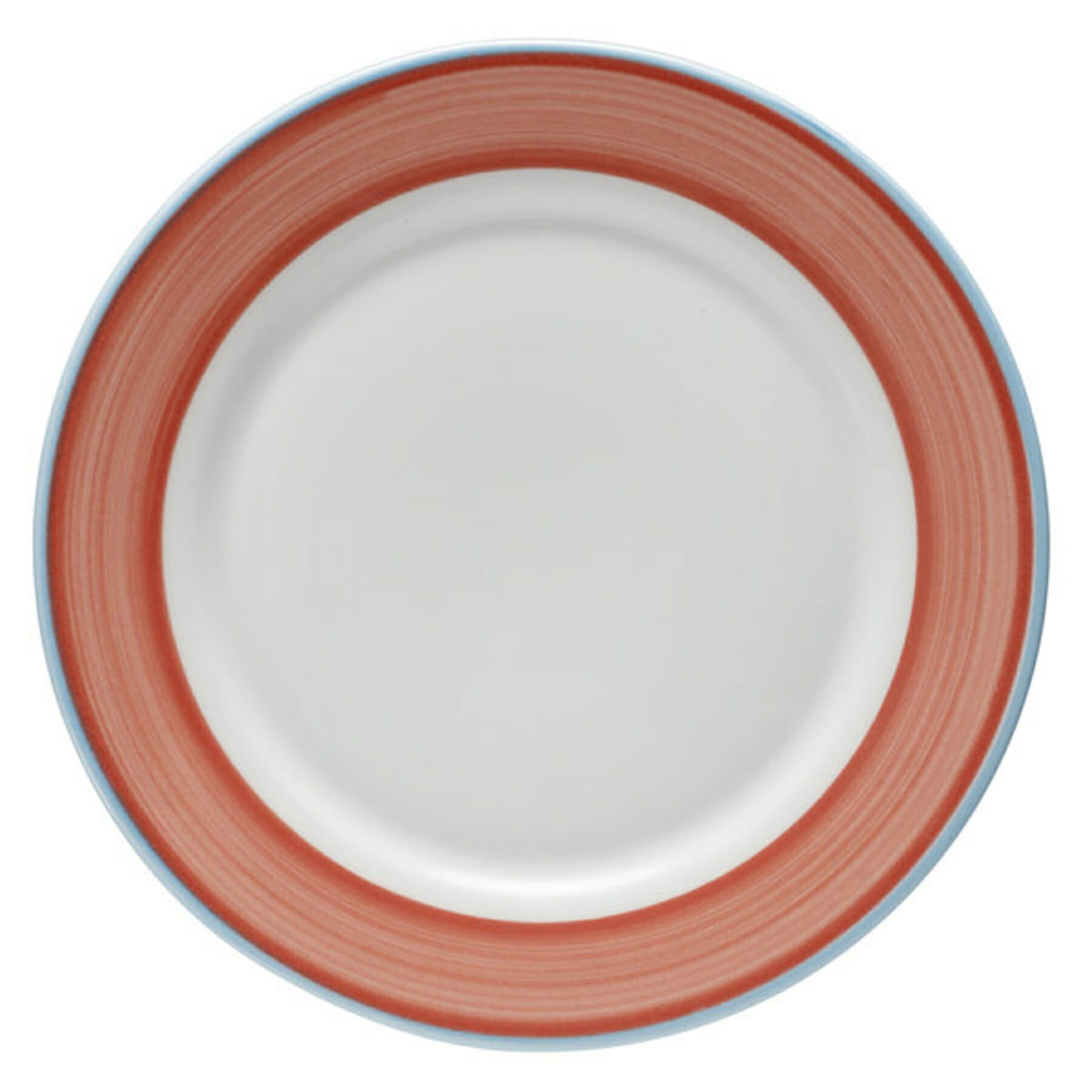 Corona Calypso 8" Round Plate, Coral with Blue Rim