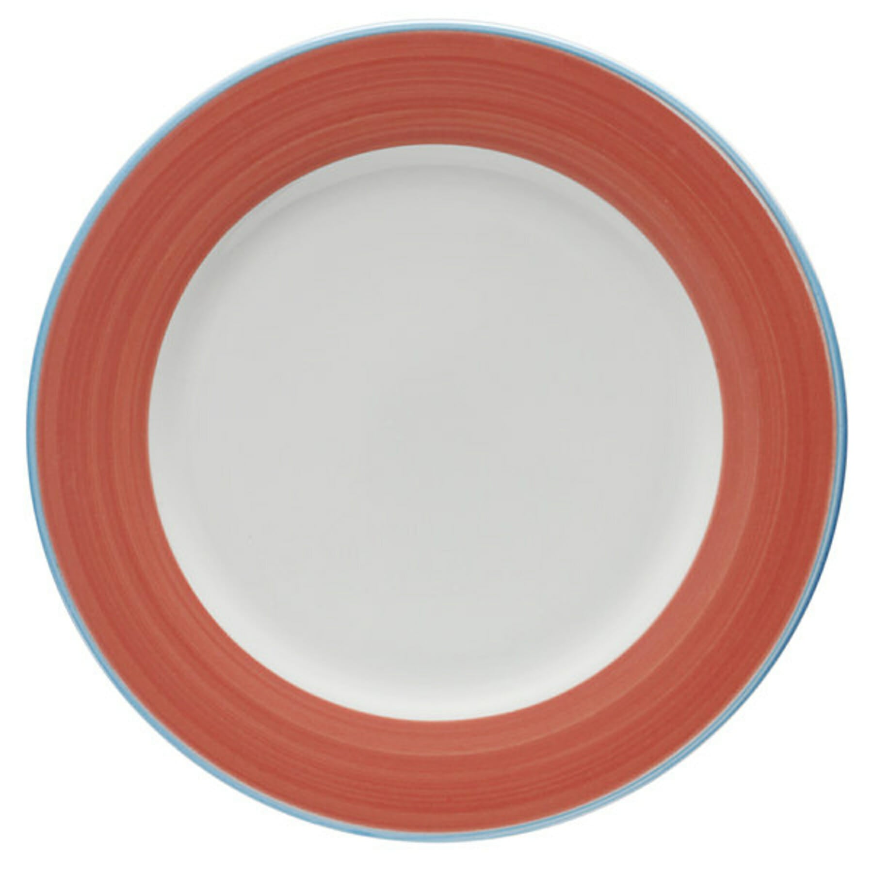 Corona Calypso 12.25" Round Plate, Coral with Blue Rim